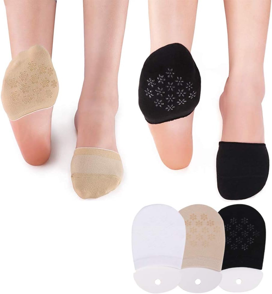 Puimentiua 1/3/6 pairs Women's Low Cut Socks No Show Toe Cover Half Socks Invisible Cotton Toe Topper Liner