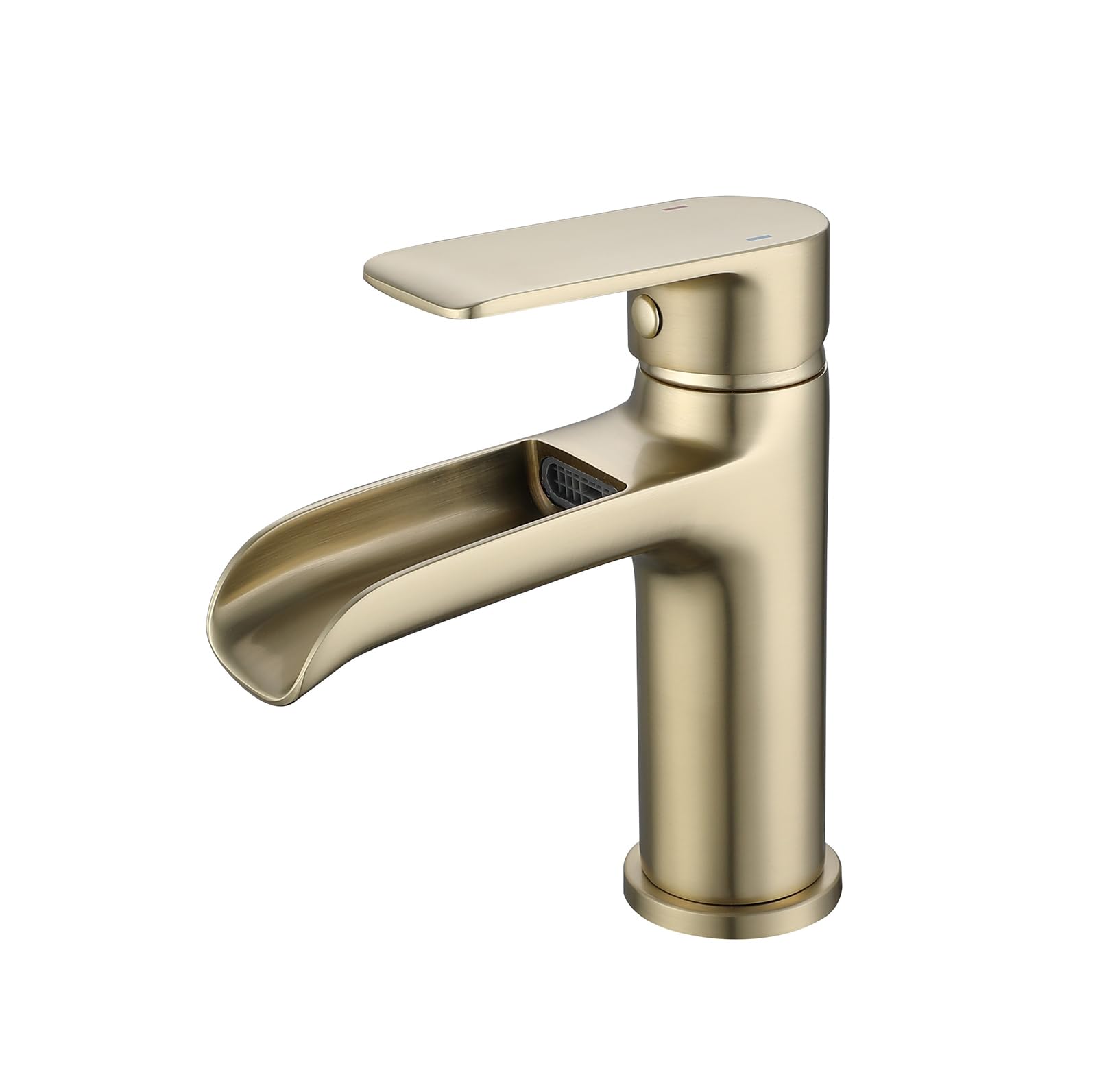 Waterfall Basin Mixer Tap Basin Mixer Tap Bathroom Taps Waterfall Mixers Single Lever Brushed Gold Brass Sink Mixer Tap with Hoses