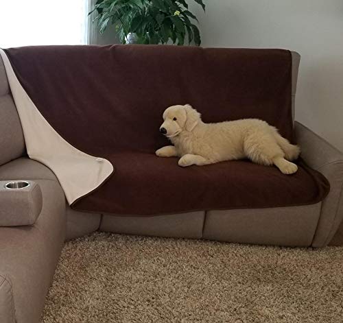 TOP Waterproof Blanket, Deluxe Bed and Furniture Protector for People and Pets, Reversible, Leak Proof Moisture Barrier, Soft Fleece (Brown Beige Reversible, Jumbo 80x60)