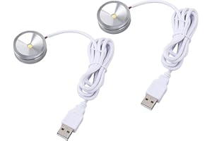 Small Led Light, 2pcs USB Plug 5V 1W Mini Spotlight USB Mobile Small Round Light with 4.2ft Cable for Display Cabinets, Jewel