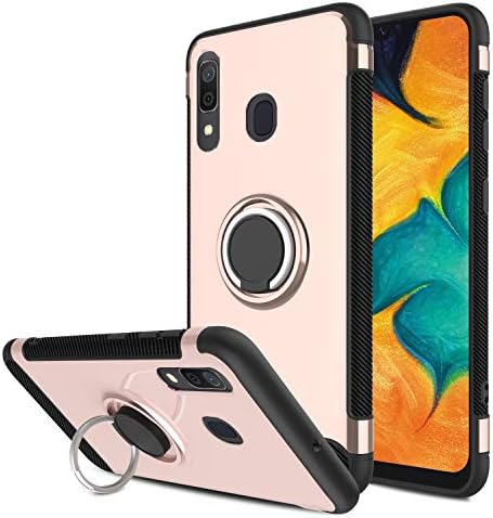 Yunerz Galaxy A20 Case, Galaxy A30 Case, Slim Dual Layer Hybrid Defender Armor 360 Degree Rotating Ring Kickstand Protective Case with Magnetic Case Cover for Samsung Galaxy A20/A30 6.4inch (Pink)