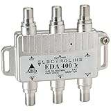 Electroline EDA400 Compact Bi-Directional Signal Booster 4-Port Cable Modem TV HDTV Amplifier with Passive Return