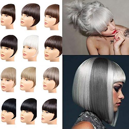 Pymega(TM) 7' Straight Front Neat Bangs Clip in Hair Extensions Clips on Hairpieces Women Accessories Synthetic Hair Extension Fiber Hair