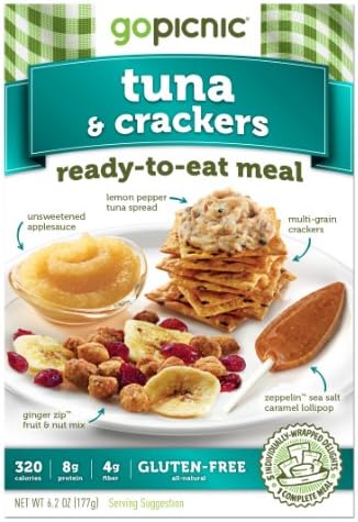 GoPicnic Ready-to-Eat Meals Tuna & Crackers, 6.2 Ounce (Pack of 6)