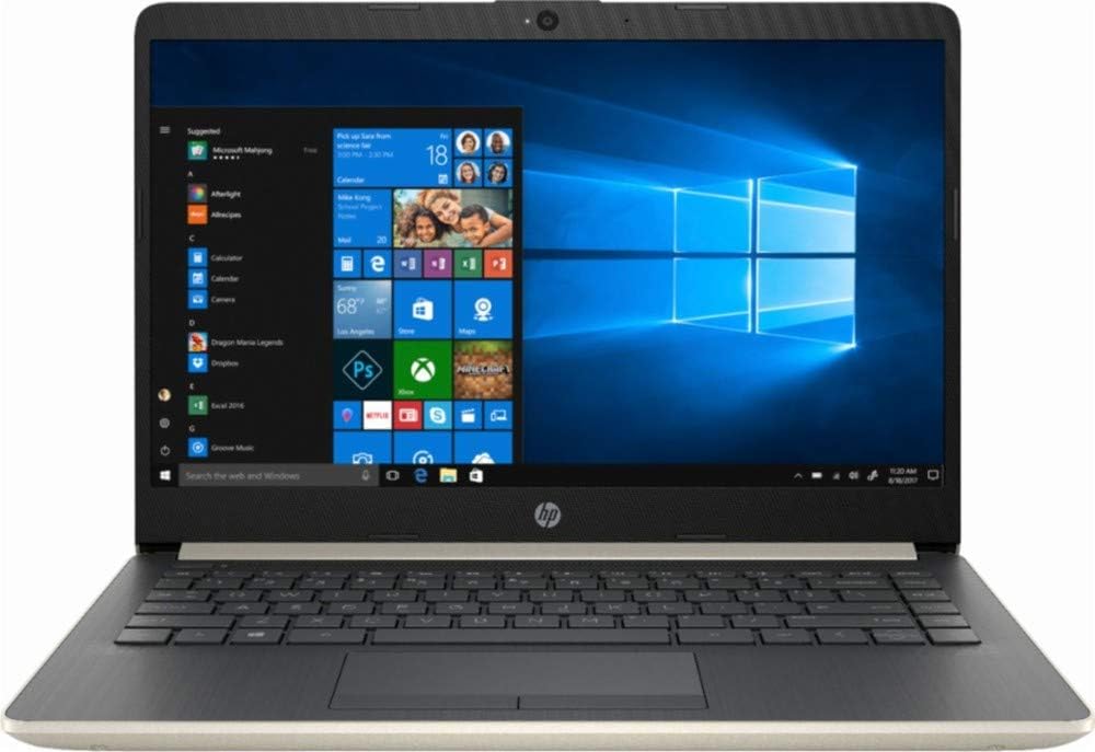 2019 HP 14" HD Thin & Light Flagship Laptop Computer, 7th Gen Intel Core i3-7100U 2.40GHz, WiFi, Bluetooth, Stereo Speakers, Gold, Windows 10, Up to 4GB 8GB 16GB DDR4 RAM, 128GB 256GB 512GB 1TB SSD
