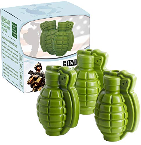 Himi Grenade Ice Cube Mold Silicone 3D Life Size Hand Grenade Mold - Set of 3 - Whisky Cocktail Ice Ball Tray Maker, Perfect Gift for Men, Military Fans