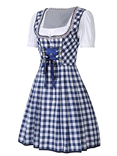 Evaliana Oktoberfest Waitress Party Dress German Bavarian Beer Wench Carnival Halloween Costume Maid Outfit Navy Blue