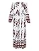 YesFashion Women Off Shoulder Bohemia Floral Print Split Beach Dress White XL