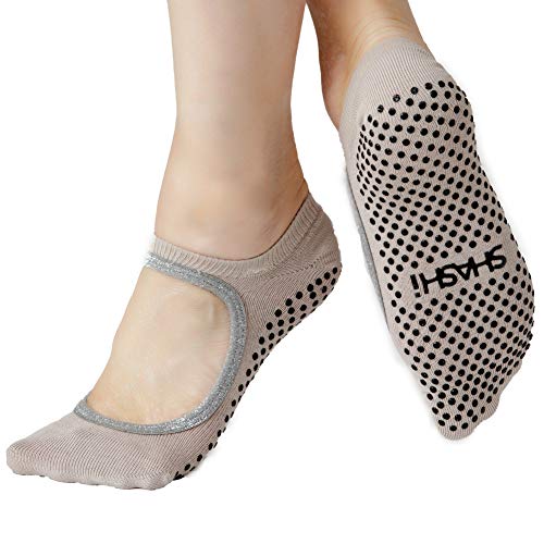 SHASHISweet Mary Jane Grip Socks for Women — Non Slip Socks w/Cut Out-Top — Pilates Socks with Grips for Barre, Yoga & More
