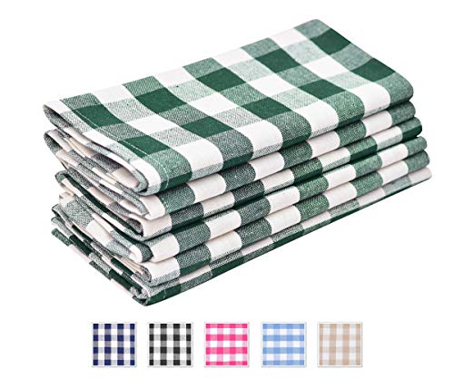 Buffalo Check Napkins - Green Napkins Cloth Cotton - Plaid Dinner Napkins Cloth - Checked Dinner Napkins - Plaid Napkin - Kitchen Napkins Cotton - Checked Napkin Set of 6 (18x18), Green and White
