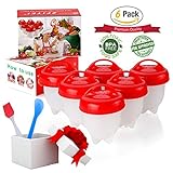 Upgrade Version egg cooker 6pack, ⚠☛Add cooker+HOLDER to cart, buy together=Get FREE holder❤ Boiled Eggs No shell，hard&Soft Maker,NO-BPA，Non Stick Silicon,by ZFITEI