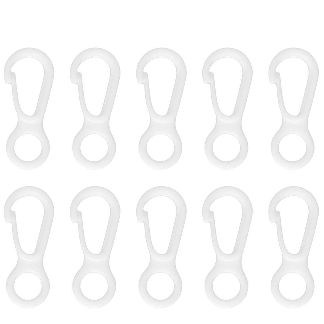 CHICTRY Plastic Small Flag Pole Clip Hooks Straps Buckles for Camping Hiking Backpack White 10PCS