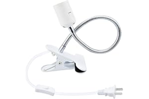Bonlux Flexible Aluminum Wire Neck Clip Holder E26 Base Light Socket with On/Off Switch US Plug, Adjustable Light Stand Clamp
