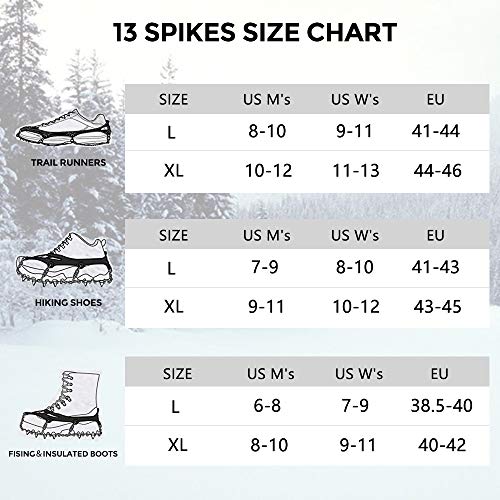 szlzhsm Crampons Universal Flexible Anti-Slip Ice Grips Snow Traction Cleats Ice Spikes Crampon with Stainless Steel Chain for Climbing Hiking - Thumbnail 6