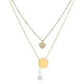 TaYolnFaSo Natural Gemstone Layered Necklace for Women 18k Gold Plated Bead Chain Necklace Healing Crystal Gemstone Jewelry Birthday Gift for Wife Girlfriend Mother