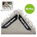 Rug Gripper Carpet Corner Weights No Slip Anti Curling Non Sliding Double Sided Indoor Outdoor Adhesive Tape Pad Anchors Stickers Grip Hardwood Floor Reusable Washable Eco Friendly