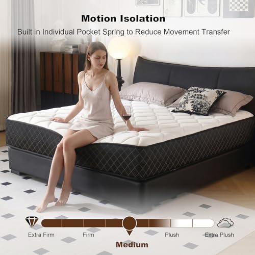 Com4Rest Twin Mattresses, 10 Inch Memory Foam Hybrid Twin Size Mattress in a Box, with Pocket Springs, Pressure Relief, Breathable Comfort, CertiPUR-US, Medium Firm