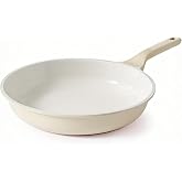 SENSARTE Nonstick Ceramic Frying Pan 12.5-Inch, Healthy Non Toxic Skillet, Induction Compatible Omelet Pan with Heat Resistant Handle, PTFE/PFAS-Free, Cream White