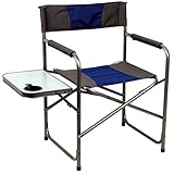 Portal Compact Steel Frame Folding Director’s Chair Portable Camping Chair with Side Table, Supports 225 LBS