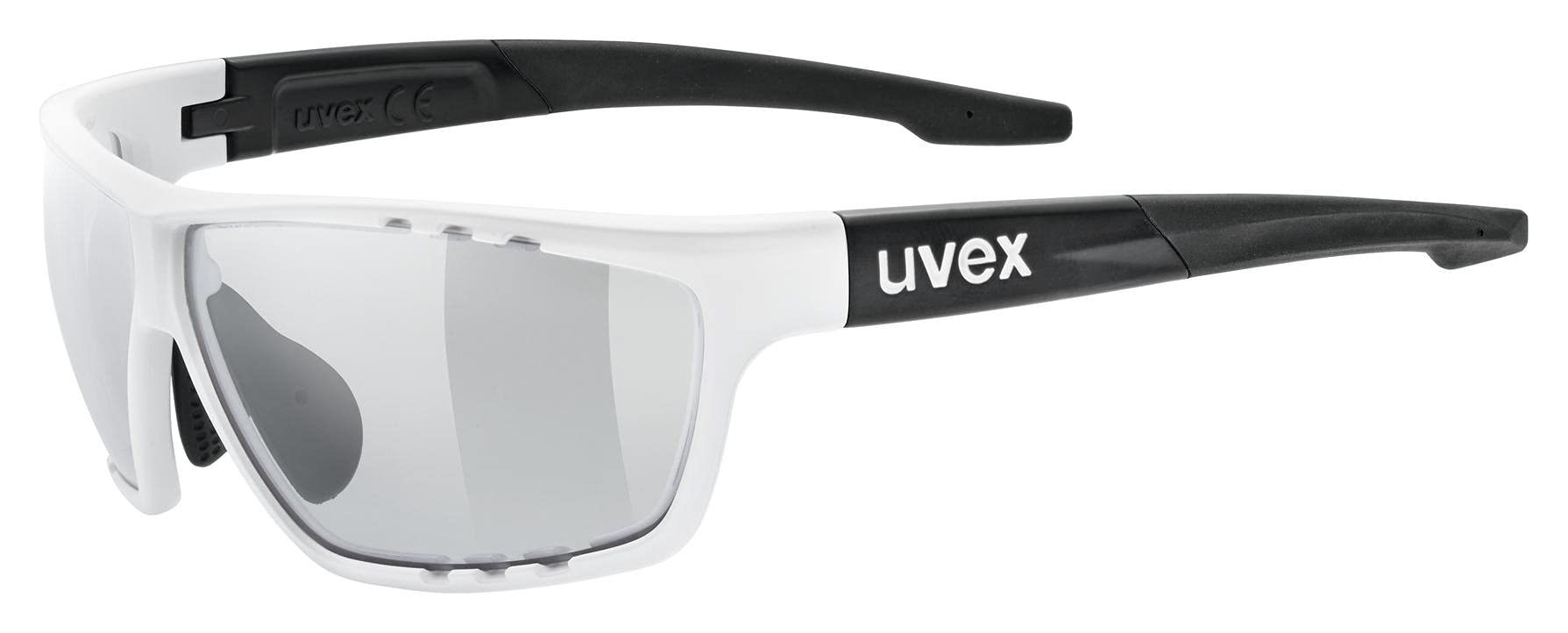 uvex Sportstyle 706 V - Sports Sunglasses for Men and Women - Self-Tinting Lenses - Anti-Fog Technology - White Black Matt/Smoke - One Size