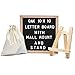 Letter Board: Premium Durable Wood Frame with Mounted Hook for Hanging, Black Felt Board, Letter Bag included - 600 Letters in White, Blue, and Green - Parties, Weddings, Birthdays, Anniversaries