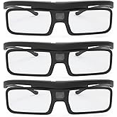 AWOL VISION DLP Link 3D Glasses (3 Packs), Rechargeable Active Shutter Eyewear compatiable with AWOL VISION LTV-2500, LTV-3500, Vanish TV &amp; Other DLP-Link 3D projectors (3 Packs)