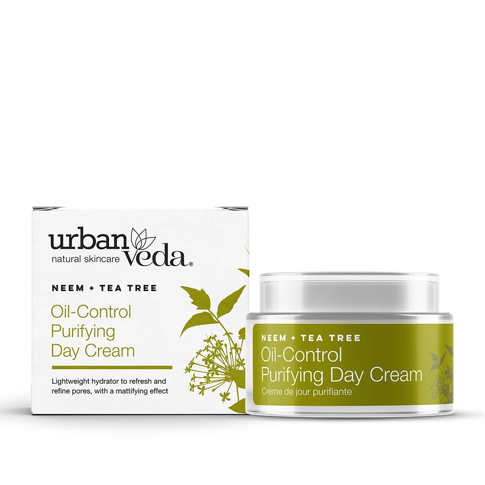 Urban Veda Oil Control Purifying Day Cream | For Oily & Congested Skin | For Pimple prone & Acne | Active Neem, Tea Tree, Witch Hazel & Vitamin C | Face Care| Moisturiser Face Women | 50 ML — image 1