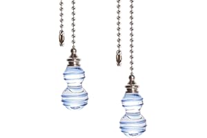 LONGSHENG PULL CHAINS Crystal Ceiling Fan Pull Chains Hanging Pendants Prism Pack of 2 Light Blue