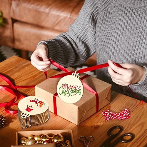 Shindel 150PCS Natural Wood Slices 3.5Inch, Unfinished Predrilled Wood Slices Blank Round Wooden Discs for Painting Christmas Tree Home Decoration DIY Crafts