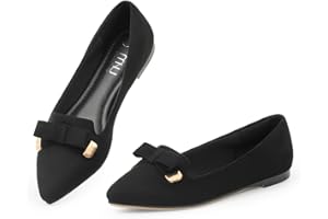 MUSSHOE Ballet Flats Dress Shoes for Women Comfortable Women's Pointed Toe Flat Slip On with Bow