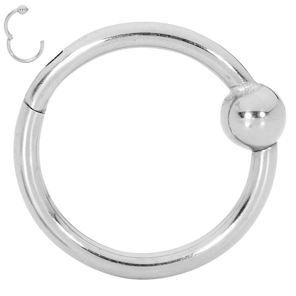 365 SLEEPERS Titanium Implant Grade BCR Ball Closure Septum Hinged Segment Nose Lip Ring Hoop Earring Body Piercing Jewellery (14G 9mm)