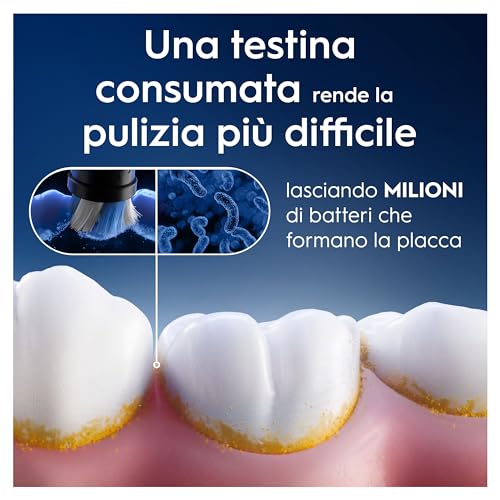 Testine di Ricambio iO Series Ultimate Clean Nere per Spazzolino Elettrico Oral B, 6 Testine Rotonde Autentiche, con setole CrissCross per rimuovere la placca