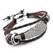 INBLUE Men's Alloy Genuine Leather Bracelet Bangle Brown Black Angel Wing Surfer Wrap Tribal Adjustable