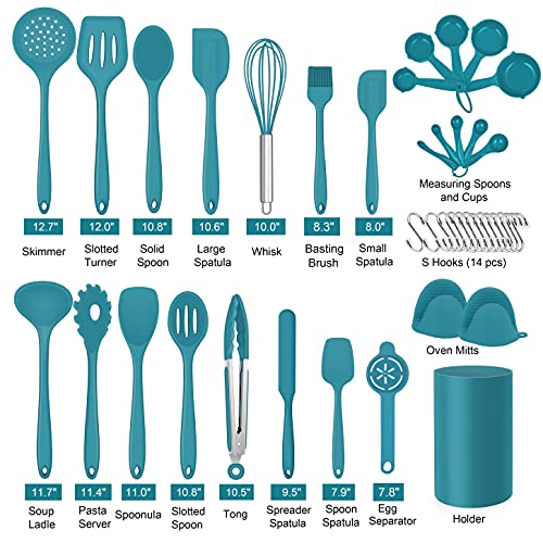 Homikit 42 Pieces Navy Blue Kitchen Cooking Utensils Set with Holder ...