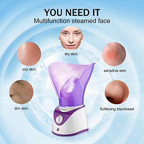 Facial Steamer Sauna Home SPA Warm Mist Moisturizing Pores Cleanse Clear Blackheads Acne Aromatherapy Skin Care Humidifier with Blackhead Remover kit by LUUKMONDE