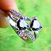 Haluoo Jewelry Vintage 925 Sterling Silver Rainbow Gemstone Double Heart Promise Rings Personalized Simulated Birthstones Ruby Spinel Topaz Love Engagement Rings (6, Rainbow & White)thumb 4