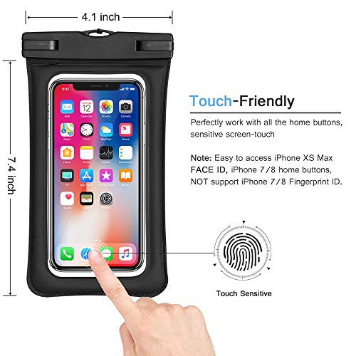 Universal Waterproof Case, IFCASE IP68 Floating TPU Phone Dry Bag Pouch for iPhone Xs Max/XR/XS/X, iPhone 7/8 Plus, Samsung Galaxy S8+/S9+, Note 9/8, Pixel 3/2 XL (Black) - Thumbnail 3