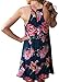 MITILLY Women's Halter Neck Boho Floral Print Chiffon Casual Sleeveless Short Dress Large Dark Blue