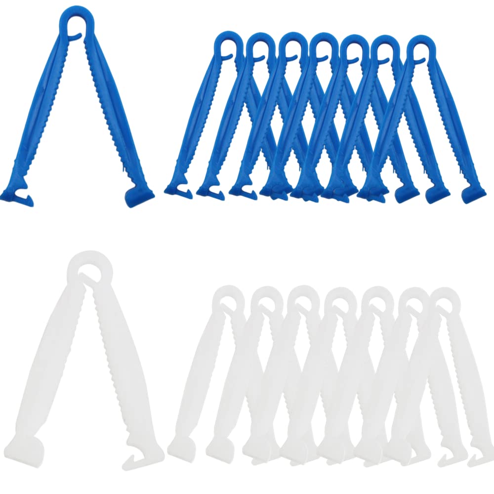 CHUNZHILAI 16 Pcs Reusable Umbilical Cord Clamps Umbilical Cord Clamp for Puppy Plastic Blue White Piglet Umbilical Navel Cord Clamp Animals Lamb Goat Puppy Whelping Kit