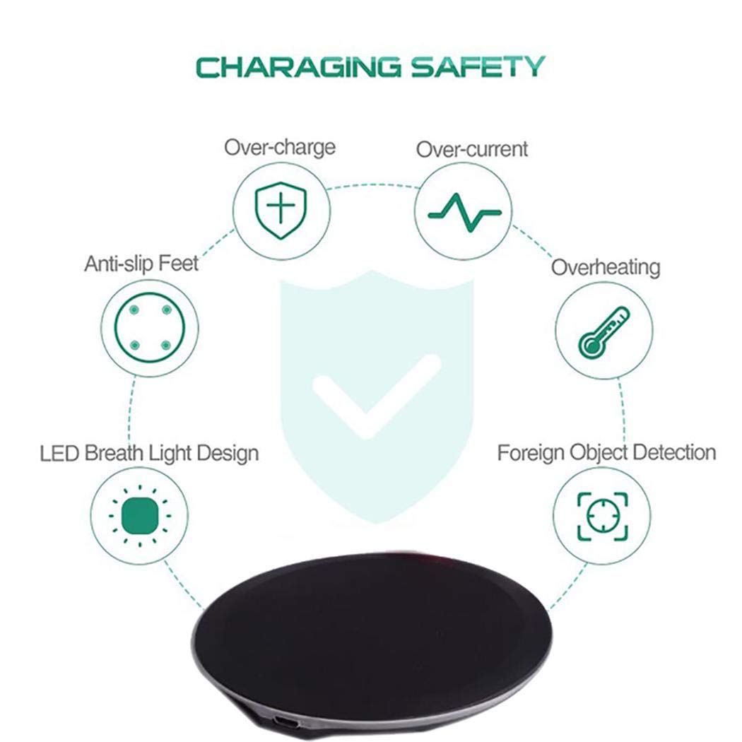 Junio1 Pratico Caricabatterie Wireless per Telefono da casa Portatile da Viaggio Portatile Caricabatterie a induzione