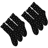 CWB&ADB 3 pairs of 9-11 women's polka dot pleated ankle socks, cute lotus leaf pleated ankle socks