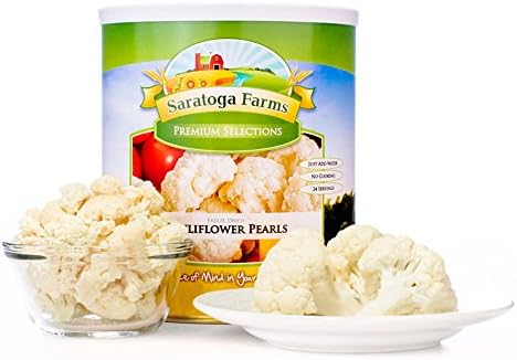 Saratoga Farms Freeze Dried Cauliflower, 1 Emergency Food Storage, 14 Servings of Freeze-Dried Vegetables with a 20-30 Year Shelf-Life in #10 Can (Save More with 2,3,4, or 6 Pack)
