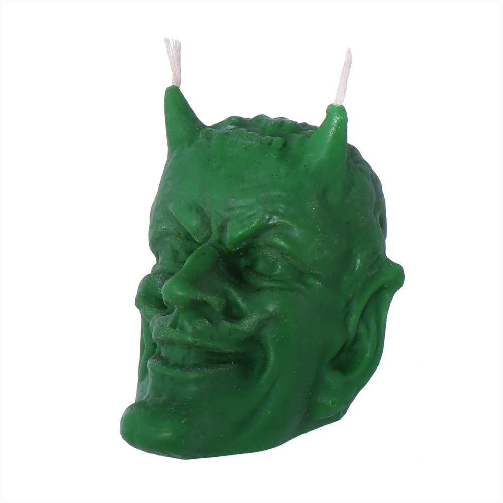 NKlaus - Beeswax Devil Green Candle Gothic Ritual Candle Figurine Gothic Skull Halloween Drip Candles 36297