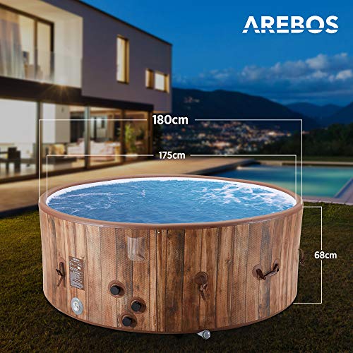 Arebos aufblasbarer Whirlpool | extra dünn | In- & Outdoor | 7 Personen | ⌀ 180 cm | Drop-Stitch-Technologie | 130… – Bild 7