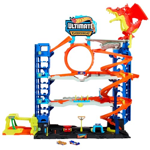 Hot Wheels City Ultimate Garage Track Set & 2 Die-Cast Toy Cars