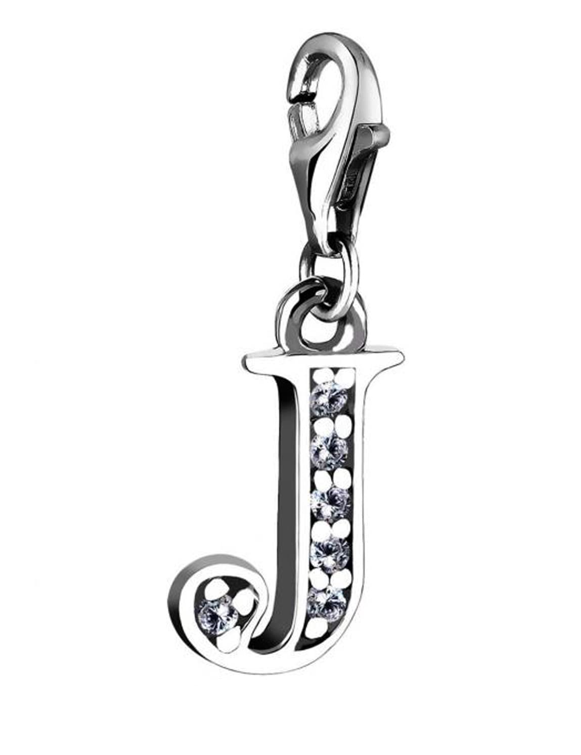 Nenalina Charm Letter J Pendant in 925 Sterling Silver for all Common Charm Carriers - 712710-019
