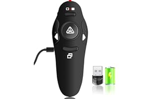 W2LIGQU Rechargeable Presentation Clicker with Red Laser Pointer, Wireless Presenter Remote for PPT Clicker, 2.4GHz Presentation Remote Slide Advancer Powerpoint Clicker for Mac/Computer/Laptop/Keynote…