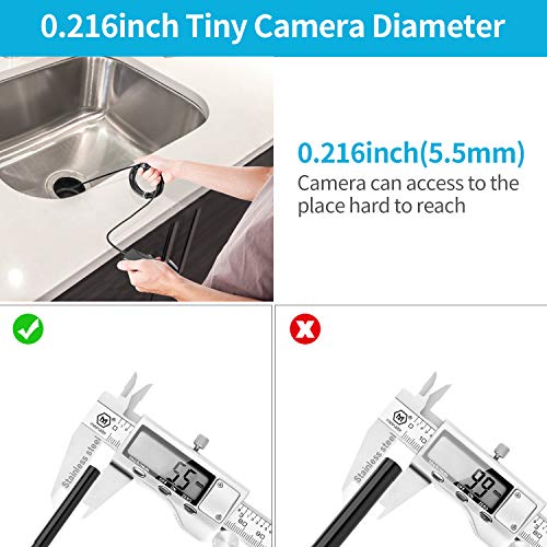 Wireless Endoscope - KinCam 2600mAh IP67 Waterproof WiFi Borescope Inspection Camera 2.0 MP Semi-Rigid Snake Camera for Android and iPhone, iOS Smartphones (5m/16.4ft Cable) - Thumbnail 2