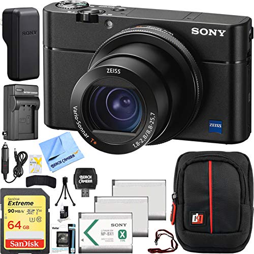 Sony Cyber-Shot RX100 VA DSC-RX100M5A 20.2 MP 4K Compact Digital Camera with F1.8 - F2.8 Zeiss 24-70mm Lens with Triple Battery Deco Gear Field Bag Case Memory Card Travel Bundle (Sony Rx100 Best Memory Card)