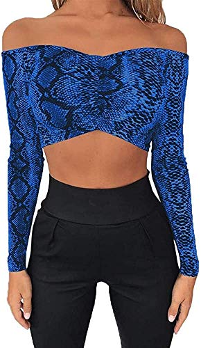 51ZhzNZu6gL XGBDTJ Mujer De La Blusa De Manga Larga Estampado De Serpiente Camiseta del Hombro Reunidos Blusa Corta Bustier Top De… XGBDTJ Mujer De La Blusa De Manga Larga Estampado De Serpiente Camiseta del Hombro Reunidos Blusa Corta Bustier Top De…